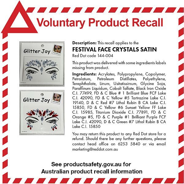 144004 FESTIVAL FACE CRYSTALS SATIN - RECALL